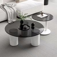 Table basse en verre, style luxe léger et simple, ronde, minimaliste, style nordique