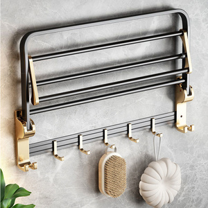 Moderno Estante de Almacenamiento de Aluminio <span class=keywords><strong>para</strong></span> <span class=keywords><strong>Baño</strong></span>, Montado en la Pared, con Barras Ajustables <span class=keywords><strong>para</strong></span> Toallas, Ecológico y Duradero, <span class=keywords><strong>para</strong></span> Apartamentos, Hoteles y Uso en Esquinas - Product Image 5