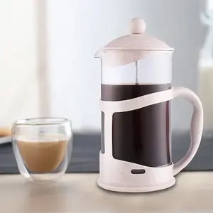 Machine à café et à thé française en acier inoxydable avec paille de blé écologique de type moderne, presse française portable