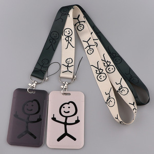 Wowei Porte-badge et porte-clés à cordon tour de cou avec motif <span class=keywords><strong>dessin</strong></span> de personnage caricatural amusant, motif oiseau qui tourne et <span class=keywords><strong>doigt</strong></span> <span class=keywords><strong>d</strong></span>'<span class=keywords><strong>honneur</strong></span> - Product Image 2