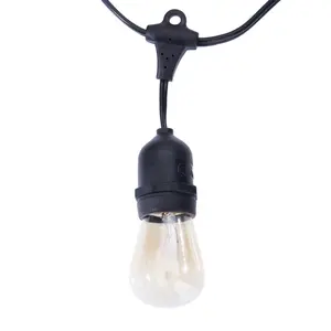 Бесплатная доставка в США, 48 футов, S14, 24 шт., лампочка для наружного освещения, светящаяся гирлянда с черным проводом лампы