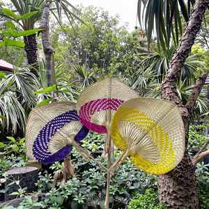 Abanico de Hoja de Palma de Bambú Tallado 30*40cm, Tejido Ecológico de Paja Pintada, para Verano, Decoración del Hogar, Halloween, Navidad, Año Nuevo - Product Image 5