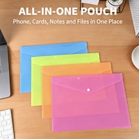 Lot de 12 pochettes A4 à bouton-pression en PP imperméable pour documents – Sacs de rangement pour dossiers