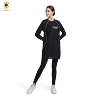 Tenue de yoga et de sport musulmane pour femmes Zaynab : Tunique, hijab et leggings respirants et élastiques à couvrance intégrale