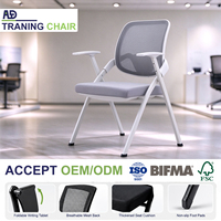 Chaise de formation ergonomique pliable avec tablette d'écriture, dossier en maille respirante, siège rembourré, cadre métallique à 4 pieds pour l'école et les conférences