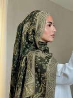 Écharpe hijab en pashmina jacquard, écharpe jacquard pour femmes musulmanes avec glands, châle en cachemire