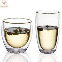 Verre à haute teneur en borosilicate résistant à la chaleur tasse de boisson froide tasse de thé au lait verre à double paroi transparent