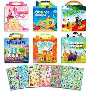 Libros de Pegatinas de Gel Reutilizables con Dibujos Animados de Vehículos, Animales Marinos y el Cuerpo Humano para Niños Pequeños de 1 a 3 Años - Product Image 1