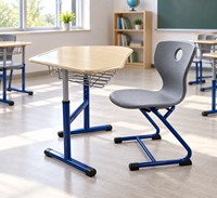 Ensemble Chaise et Table d'Écolier Moderne et Réglable, Confortable, en Plastique Rigide 6H, Durable, pour Étudiants, Maison, Bureau, Hôtel, Garantie 15 Ans