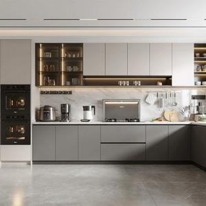 Modern Solid <b>Oak</b> Wood Kitchen Cabinets Integrated Appliances Adjustable <b>Shelves</b> Eco-Friendly Water Resistant for Residential Use - Product Image 2