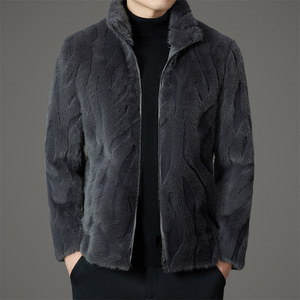 Cappotto Invernale Reversibile in Pelliccia di <span class=keywords><strong>Visone</strong></span> per <span class=keywords><strong>Uomo</strong></span>, Collo Alto, Spesso e Caldo, in Rayon - Product Image 2
