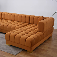 Ensemble de canapés en tissu Chesterfield modernes en forme de U avec design capitonné, fonction canapé-lit et pieds en métal pour hôtels et usage domestique