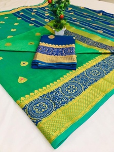Sari de Seda Banarasi con Tejido Artístico Multicolor, Último Diseño, Talla Única, Venta al Por Mayor, Prenda de Lujo para Bodas - Product Image 6