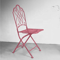 Chaise pliante en métal blanc décorative pour jardin extérieur HE-1307, chaise de bistrot pliante en métal pour jardin extérieur, chaises en fer forgé