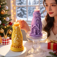 Bougie parfumée artisanale en cire de soja N-231 en forme de bonhomme de neige, bouteille de vin, arbre de Noël, décoration d'intérieur