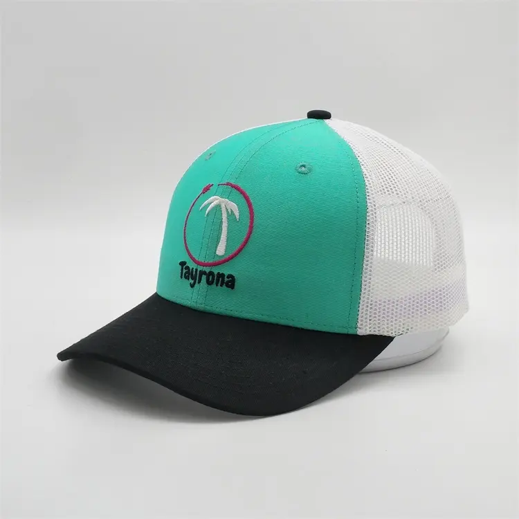 Custom Premium Mint Trucker Hat Vendor Panel Embroidery Trucker Caps With Embroidery