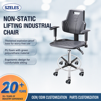 Chaise de laboratoire ESD en cuir PU, antistatique, dossier anti-poussière, bleu/noir, pour salle blanche, hauteur réglable, vérin à gaz, pivotante