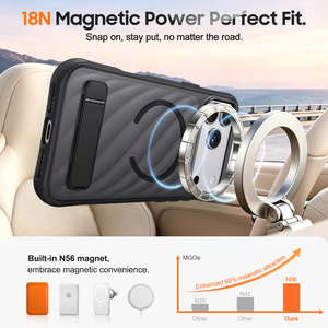 Coque magnétique transparente anti-traces de doigts antichoc à ondulations diagonales 360° pour <span class=keywords><strong>iPhone</strong></span> 18 17 Pro Max °   Support rotatif - Product Image 2