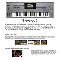 Tyros5-76 Clavier arrangeur 76 touches FSX, 128 polyphonies, 1279+480 voix, 539 styles, 500 Go, Harmonie vocale, Occasion, 100% testé