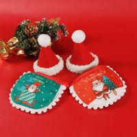 Ensemble de costumes de Noël pour chat Zoyi, bavoir double face pour chat, chapeau décoratif de Noël, écharpe assortie mignonne pour chien