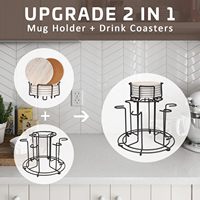 Support de tasses à café en métal robuste de type sur pied moderne, assemblage facile, plateau de rangement multifonction, station de boissons pour la cuisine