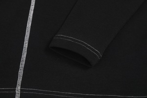 Ropa de mujer Camisa de costilla de mujer Casual Spandex Textil suave Cuello redondo Negro Estilo ajustado - Product Image 5