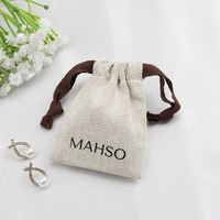 Bijoux en coton biologique imprimé avec logo personnalisé sac à cordon mini collier en coton pochette à bijoux pour boucles d'oreilles