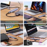 Hub USB 3.0, Hub USB C, Lecteur de Carte SD, Prise Audio, 8 en 1, Extenseur USB, Splitter Multiport, Dongle pour MacBook Pro, PC, Ordinateur Portable, Tablette