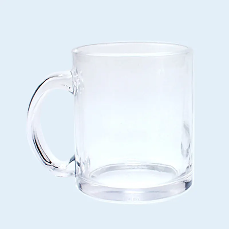 Amazon best seller 11oz sublimation clear frosted beer cup glass mug with handle