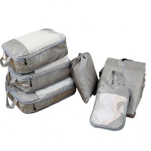 Unisex Ultra-Light Waterproof Compression Packing Cubes <b>Space</b>-<b>Saving</b> Travel Organizer Set - Product Image 3