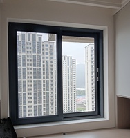 Ventana Corredera de Aluminio y Vidrio Residencial Impermeable, Vidrio Templado Doble, Sistema de Ventanas Correderas de Aluminio con Rotura de Puente Térmico