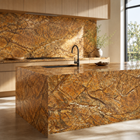 Dalles de marbre brun naturel de forêt tropicale découpées sur mesure en gros pour carrelage de salle de bain, comptoirs de cuisine et escaliers de maison