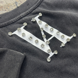 Streetwear Fashion Print Logo Men's <b>Rhinestone</b> Acid Wash Tank <b>Top</b> Gym Wear Tank <b>Top</b> Gym Sleeveless T-Shirt Applique Vest for Men - Product Image 5