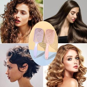 Peigne démêlant incurvé <span class=keywords><strong>à</strong></span> coussin d'air <span class=keywords><strong>avec</strong></span> logo personnalisé et poignée carrée en plastique pour massage des <span class=keywords><strong>cheveux</strong></span> bouclés - Product Image 6