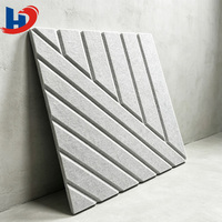 Panneau acoustique HJ carré à rainures en V, en PET, 100 % fibre de polyester, insonorisant, pour appartement moderne, taille personnalisée, décoration murale