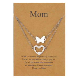 Collar con colgante de corazón de mariposa de acero inoxidable para mamá, regalo de joyería para el Día de la Madre - Product Image 5