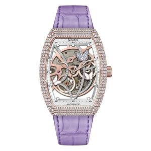 Reloj Mecánico con Incrustaciones de Piedras Brillantes de Moda, 265 Piezas, Caja de Acero Inoxidable Pulido, Resistente al Agua 50 ATM, Correa de Cuero Vacuno - Product Image 5