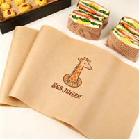 Papier sulfurisé alimentaire de qualité supérieure, enduit de PE, résistant à la graisse, pour emballage de sandwichs, burgers, biscuits, pain, cadeaux, avec logo personnalisé, fabriqué en Chine.