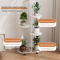 Rak Pot Bunga Dekoratif Berdiri untuk Dalam Ruangan, Rak Tanaman Besi Bertingkat dengan Roda, Rak Pajangan Minimalis