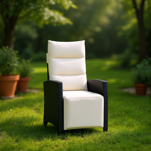 Silla Reclinable de Jardín en Ratán Sintético Negro con Estructura de Acero para Exteriores - Product Image 2