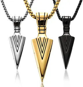 Olivia Nuovo Design Mens Hiphop In Acciaio Inox Silver Arrow Gioielli Ciondolo Collana Spearhead