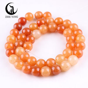 Zhe Ying 6/8/10mm perles de pierre d'aventurine rouge rondes perles de pierre de Bracelet lisse pour la fabrication de bijoux perles de pierre d'aventurine orange - Product Image 6