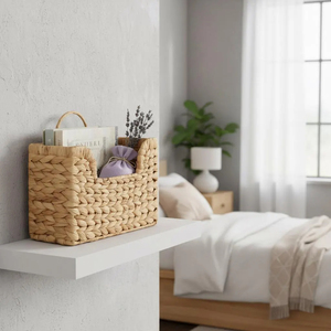 Cesta de Jacinto de Agua Hecha a Mano para Guardar Mantas, Organizador de Revistas Tejido Natural, Contenedor Rústico en Forma de U con Asas para Sala de Estar - Product Image 6