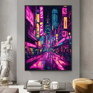 Parete estetica estetica Neon City tela stampa digitale giapponese dipinti urbano Street <span class=keywords><strong>Anime</strong></span> Art - Product Image 2