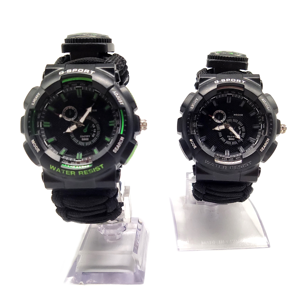 EMAK Waterproof Paracord Tool Bracelet Emergency Survival Watch Paracord Bracelet Watch With Compass Flint Whistle