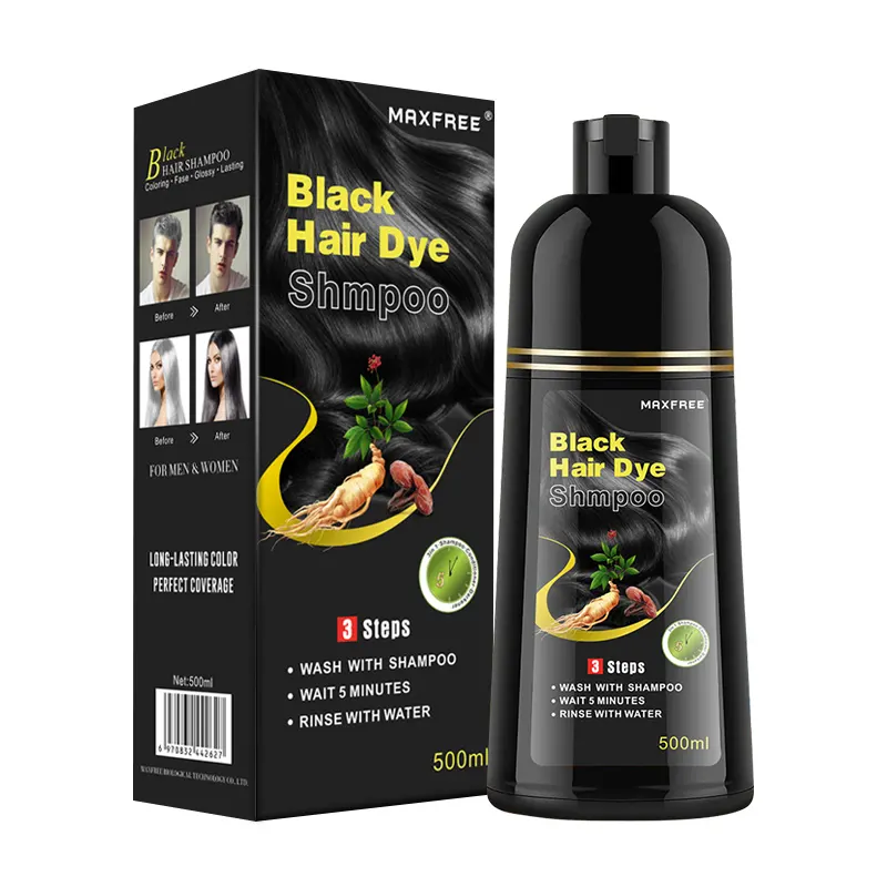 Sampo hitam sampo rambut cepat alami sampo grosir pewarna rambut hitam permanen untuk pria wanita