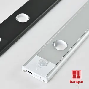 Banqcn Under Cabinet LED Motion Sensor Indoor USB Rechargeable Closet 3 Light Modes Stepless Dimming Hill Light 6500K for Closet