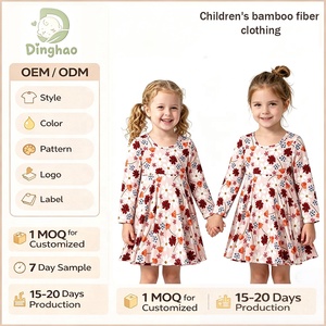 Robe à volants pour filles en viscose de bambou DH ODM Peanut Butter Jelly, imprimé PB&J Foodie, manches longues, pour le jeu actif, directement de l'usine - Product Image 6