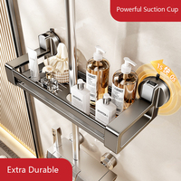 Support de Douche Mural Moderne à Ventouse pour Salle de Bain, Plateau de Rangement Sans Perçage pour Organisateur de Douche