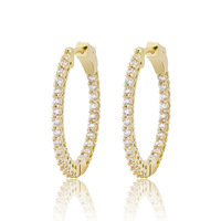 Boucles d'oreilles créoles Huggie de luxe pavées de zircons, base en laiton avec placage or/doré argenté/or rose